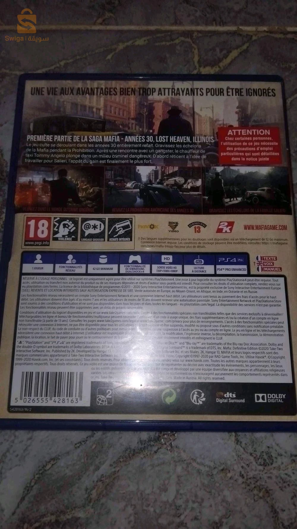 Cd Ps4 Mafia définitive édition bon état
