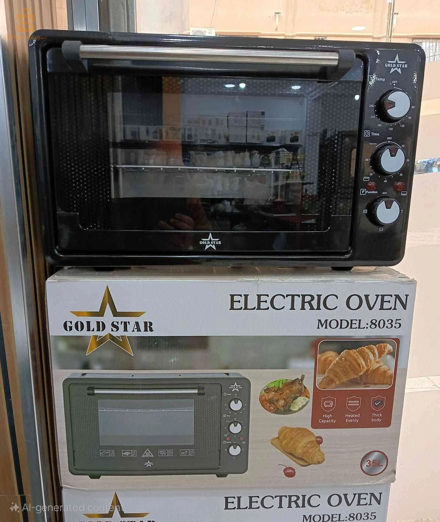 Four électrique Gold star
2 plateaux
سهل الاستعمال
سعة 35 لتر
1400w
جودة ممتازة