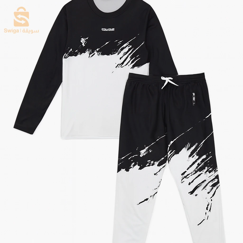 LIMITLESS – طقم رجالي ستريت وير أسود/أبيض