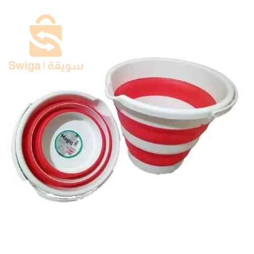 Seau rétractable en silicone 12 L Rouge/Blanc