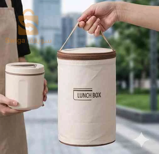 صندوق غداء حراري 3 طبقات من الفولاذ المقاوم للصدأ مع حقيبة عازلة