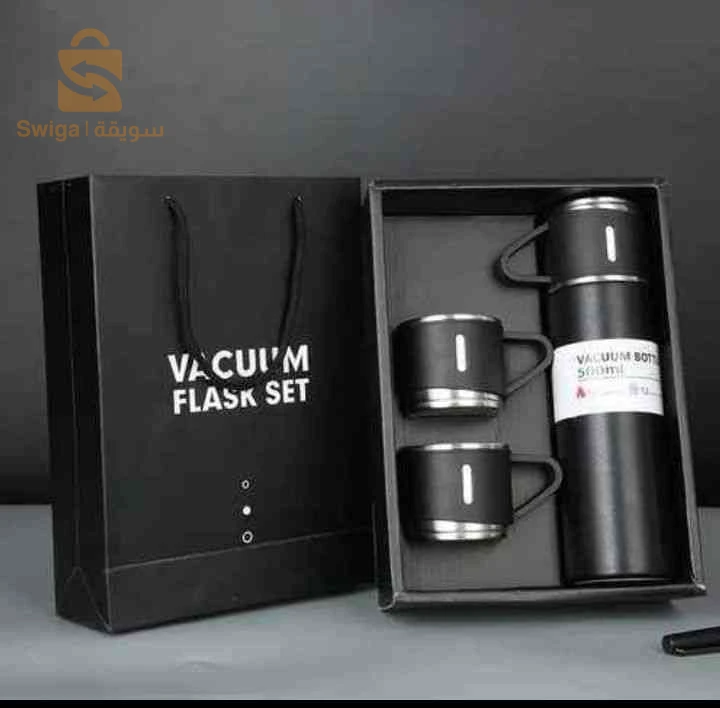 Ensemble de Tasses 
& Thermos Double Couche 
En Acier Inoxydable 500 mL
 طقم كوب وحافظة حرارية
