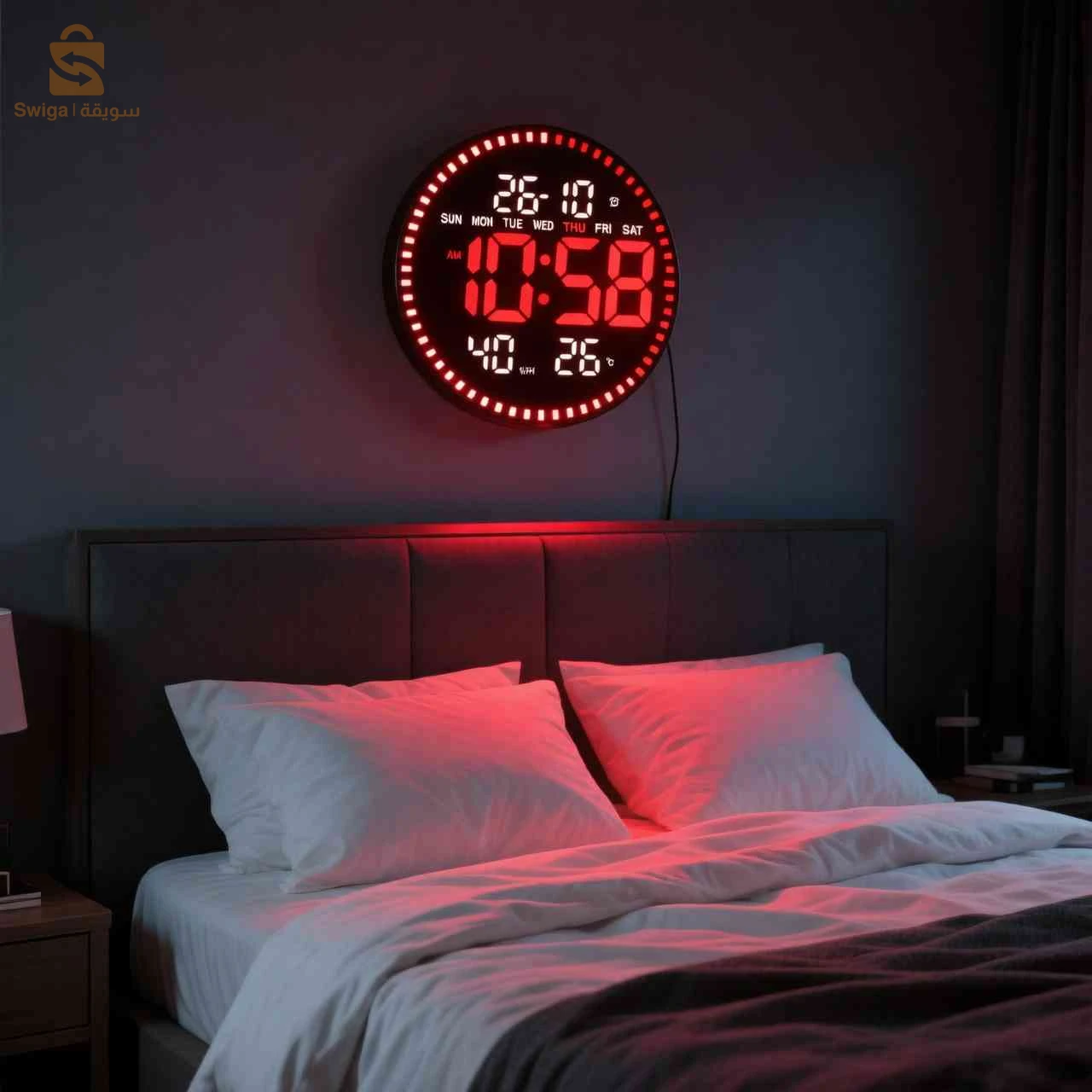 ساعة جدارية رقمية LED مع التحكم عن بعد JH-2560