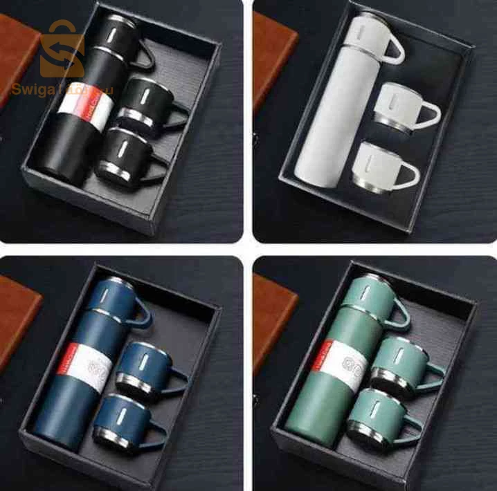 Ensemble de Tasses 
& Thermos Double Couche 
En Acier Inoxydable 500 mL
 طقم كوب وحافظة حرارية