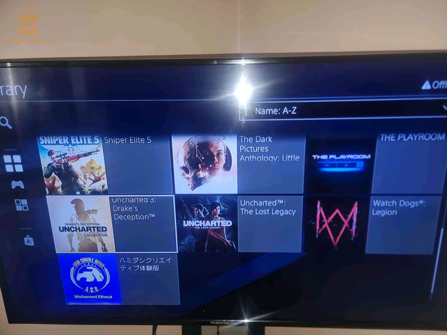 PS4SLIM 1TB مفلاشي12.02 بدون قرص+21لعبة+فلاش ديسك128GB