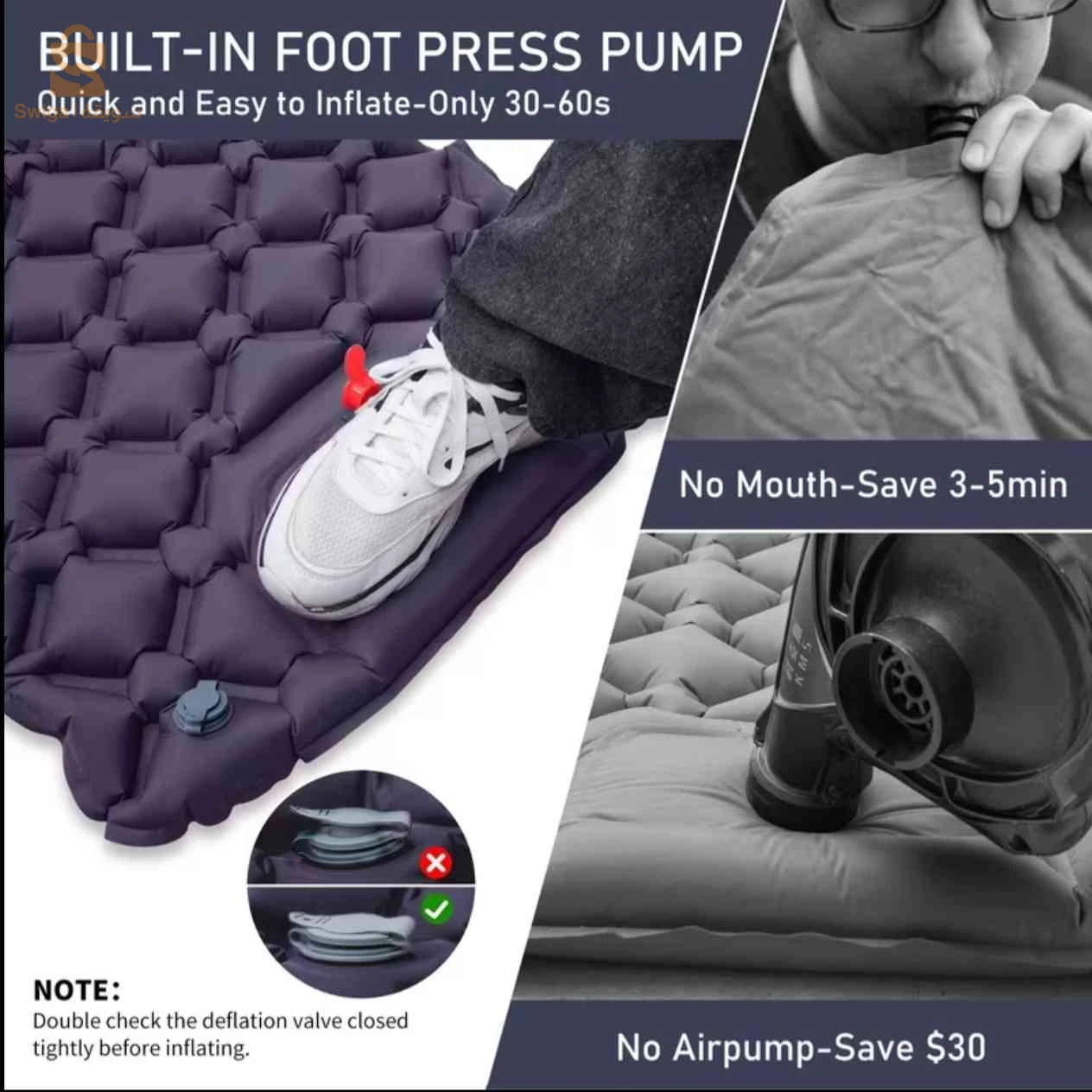 matelas gonflable avec oreiller et pompe intégré