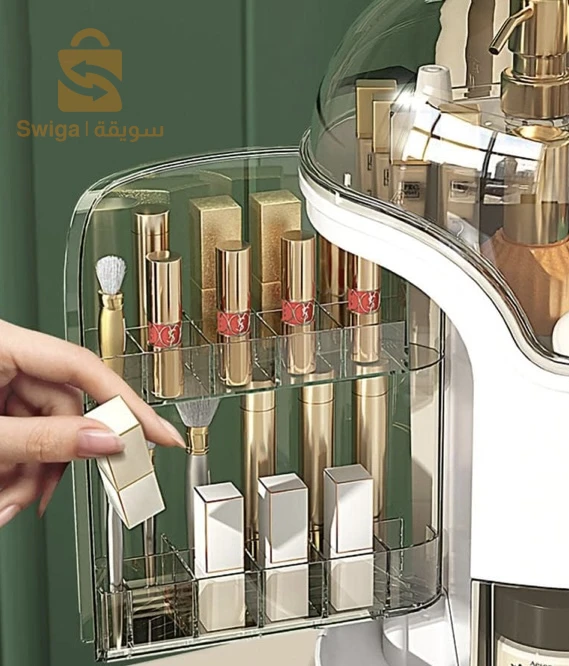 Boîte d'Organisation et Rangement de Maquillage Grande Capacité - منظم وصندوق أدراج للمكياج والمستحضرات بتصميم شفاف وعصري