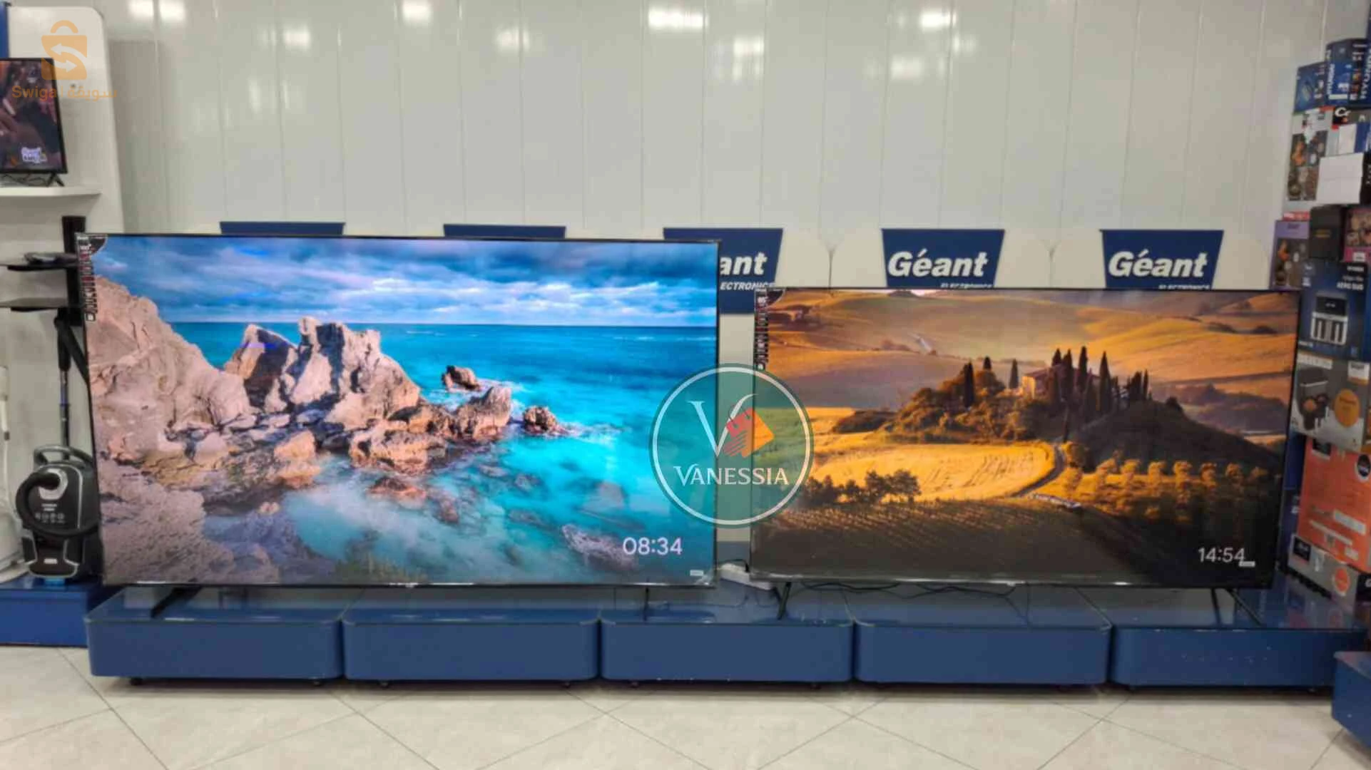 Télévision 100p Google tv marque géant 4k ultra HD Qled tv