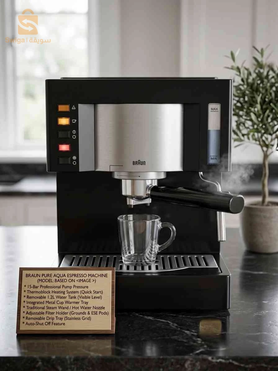 ☕ ماكينة إسبريسو BRAUN Pure Aqua للبيع – جودة وفخامة ألمانية أوروبية!🇩🇪 لعشاق القهوة الأصيلة