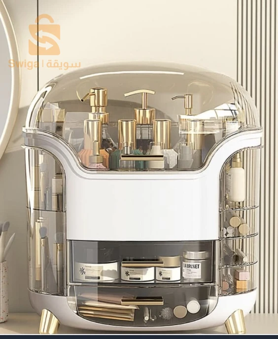 Boîte d'Organisation et Rangement de Maquillage Grande Capacité - منظم وصندوق أدراج للمكياج والمستحضرات بتصميم شفاف وعصري