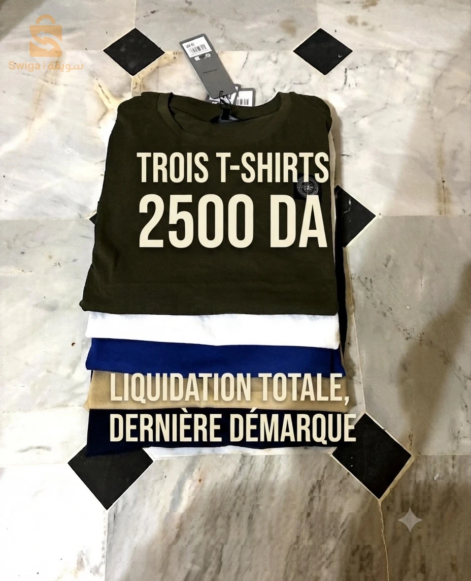 3 t-shirt 2500 da
2 t-shirt 1800 da
1 t-shirt 1000 da