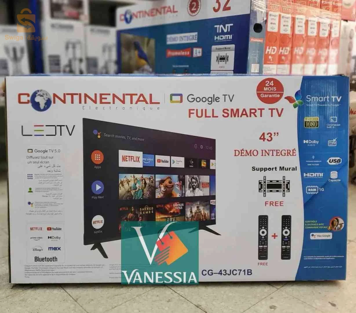 Télévision 43P Marque Continental Google Tv