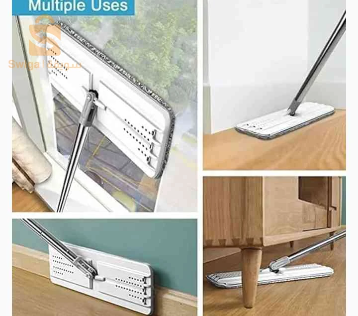 Balai-serpillère plat avec seau à deux compartiments et lingettes en microfibre - ممسحة مايكروفيبر مع دلو بغرفتين للفصل بين الماء النظيف