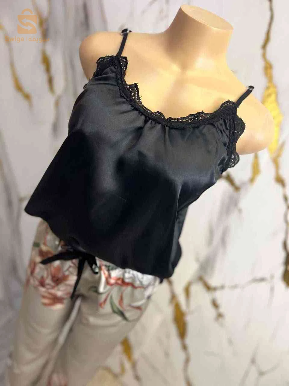 بيجامة ساتان نسائية ناعمة - مقاس كبير