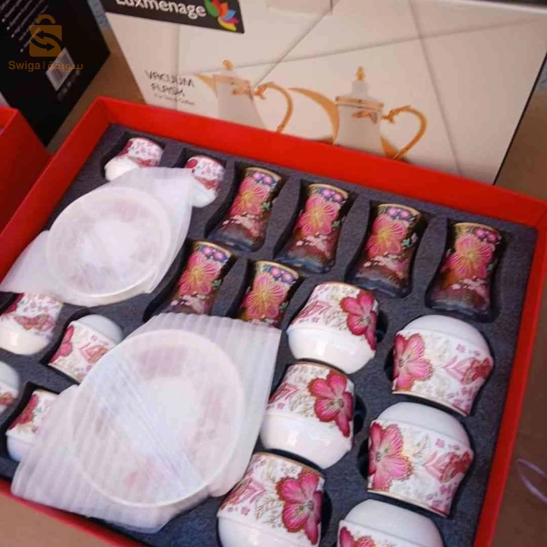 سيرفيس قهوة وشاي 30 قطعة سيراميك +2 تارمويات – Pack Service À Café Et Thé 30 Pcs