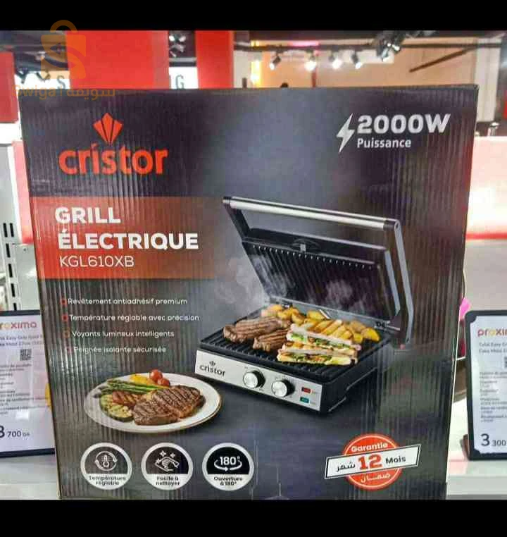 Panineuse & Grille Electrique Cristor 2000W Noir inox