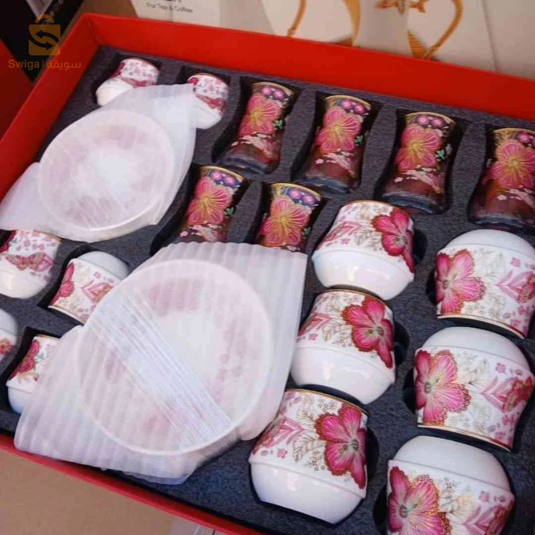 سيرفيس قهوة وشاي 30 قطعة سيراميك +2 تارمويات – Pack Service À Café Et Thé 30 Pcs