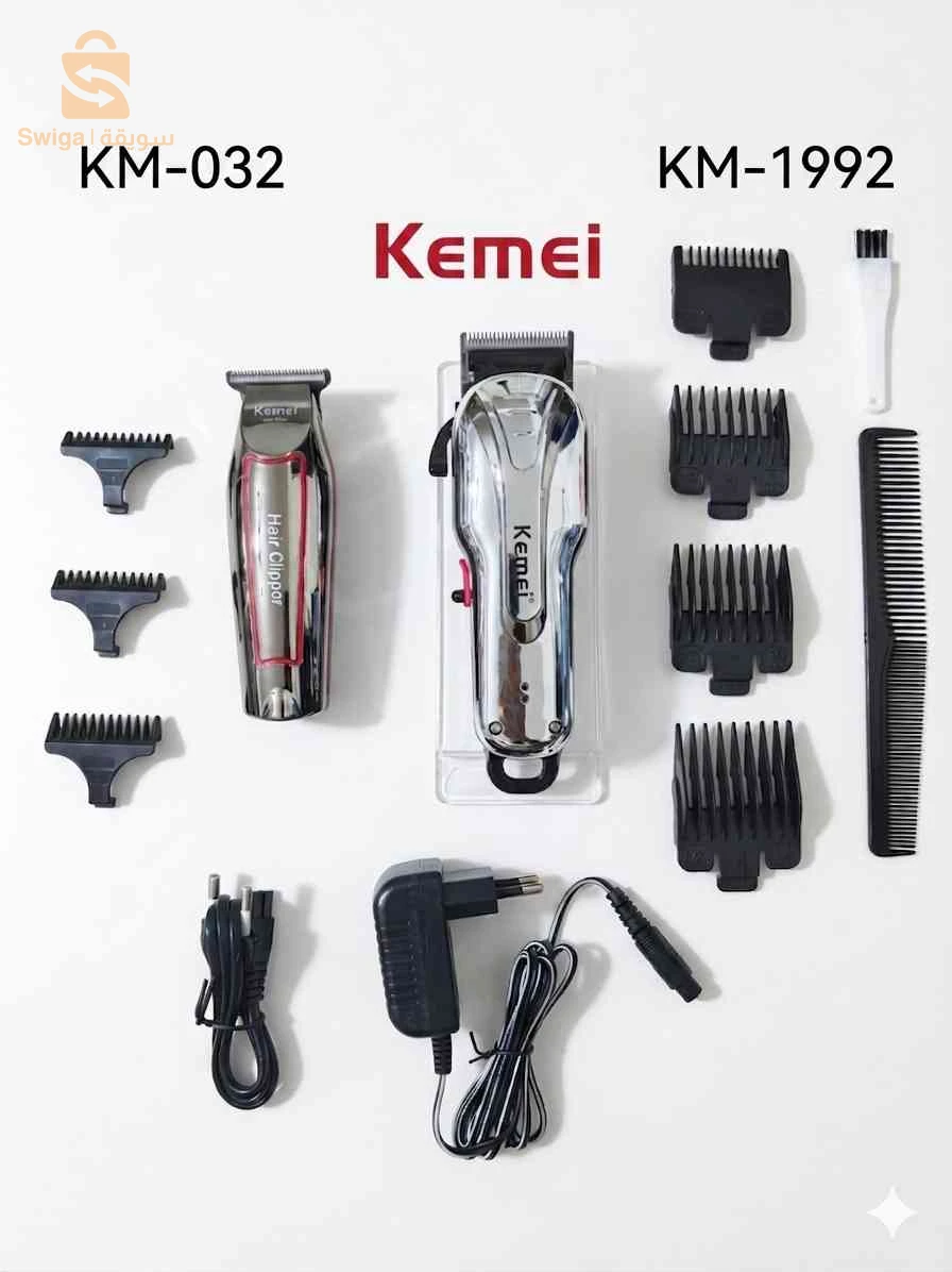 عرض احترافي فخم 2 في 1: باك ماكينات الحلاقة والتحديد Kemei Pro (KM-1992 + KM-032)