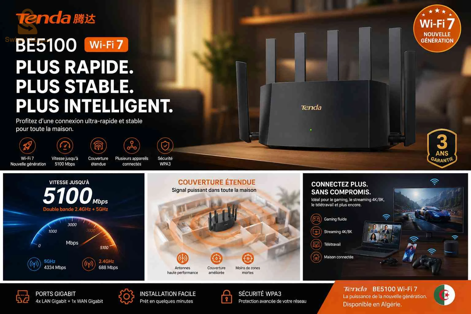 Routeur Tenda BE5100 Wi-Fi 7