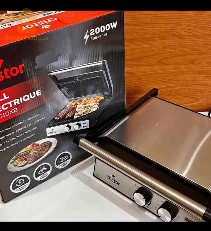Panineuse & Grille Electrique Cristor 2000W Noir inox