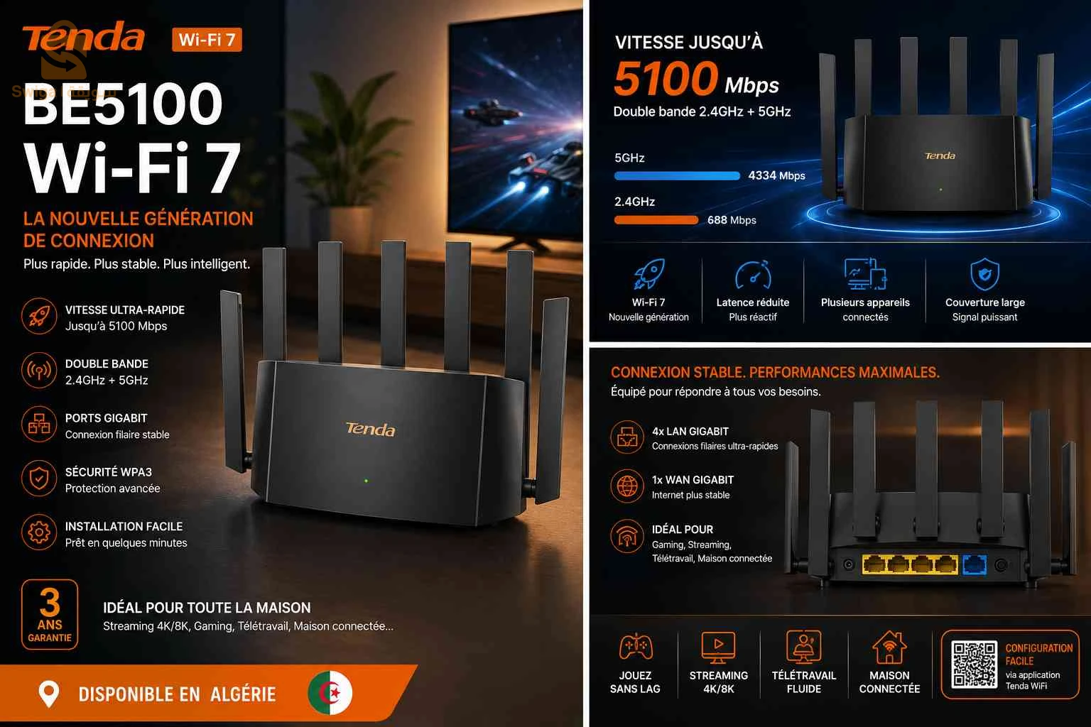 Routeur Tenda BE5100 Wi-Fi 7