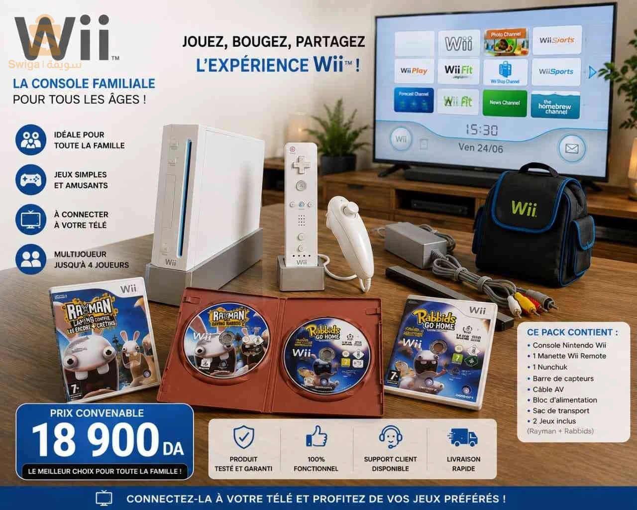 Nintendo la Wii accompagné avec fais des de jeux et de soutien pour jouer