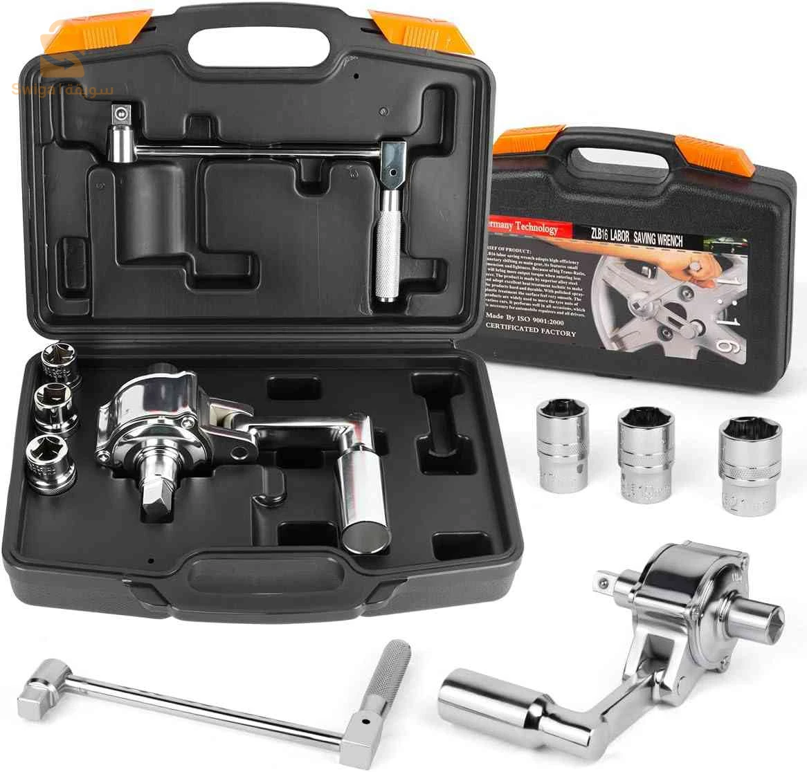 Kit de Clé Multiplicateur de Couple pour Écrous de Roue Voitures - مجموعة مفتاح عزم الدوران المضاعف لفك براغي الإطارات