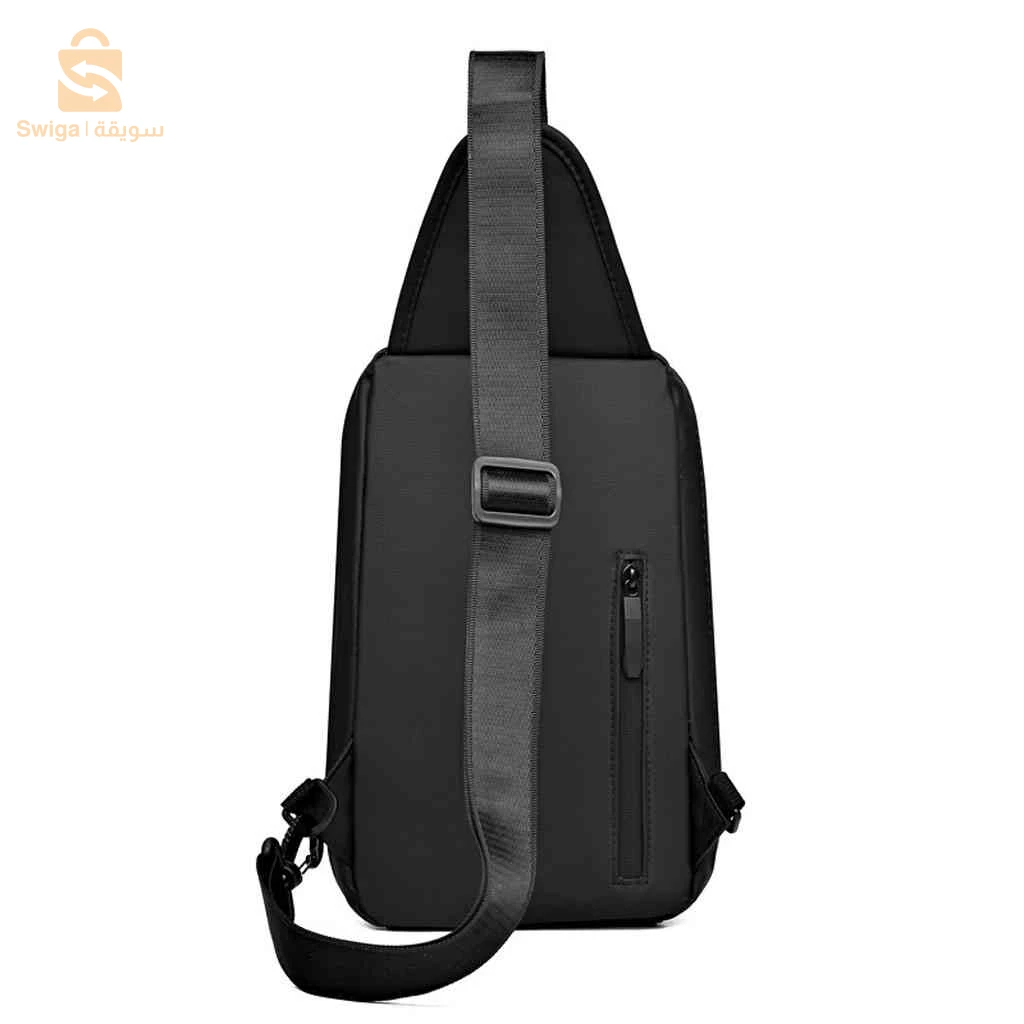 Fashion Black Sac de poitrine décontracté pour hommes avec bandoulière LX068 - Noir