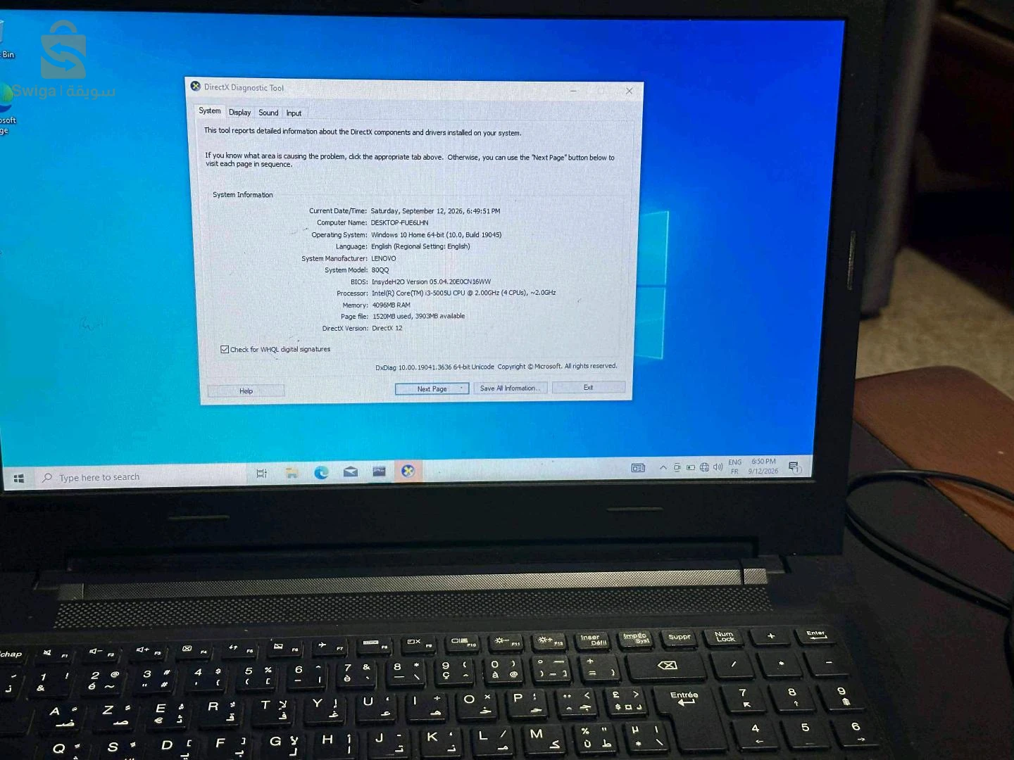 Titre de l'annonce :
Laptop Lenovo IdeaPad 100 - Core i3 (Bon état) avec chargeur d'origine