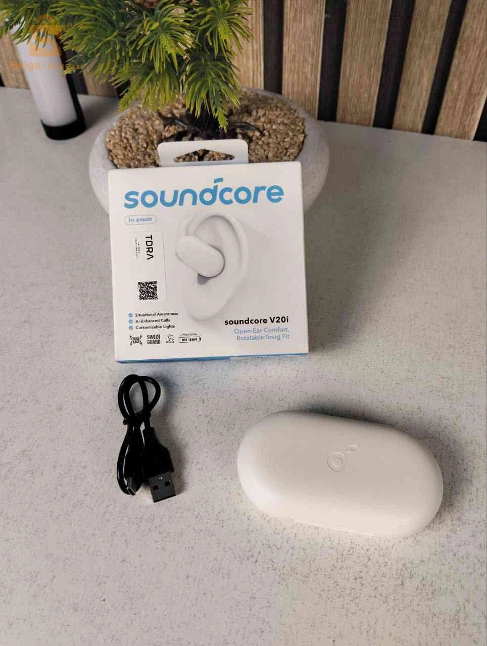 Écouteurs Open-Ear soundcore by Anker V20i Crochets Ajustables Autonomie 36H et Lumières LED - سماعات أنكر اللاسلكية ذات التصميم المفتوح والخطاف القابل للتعديل
 توصيل 58ولاية  🚛