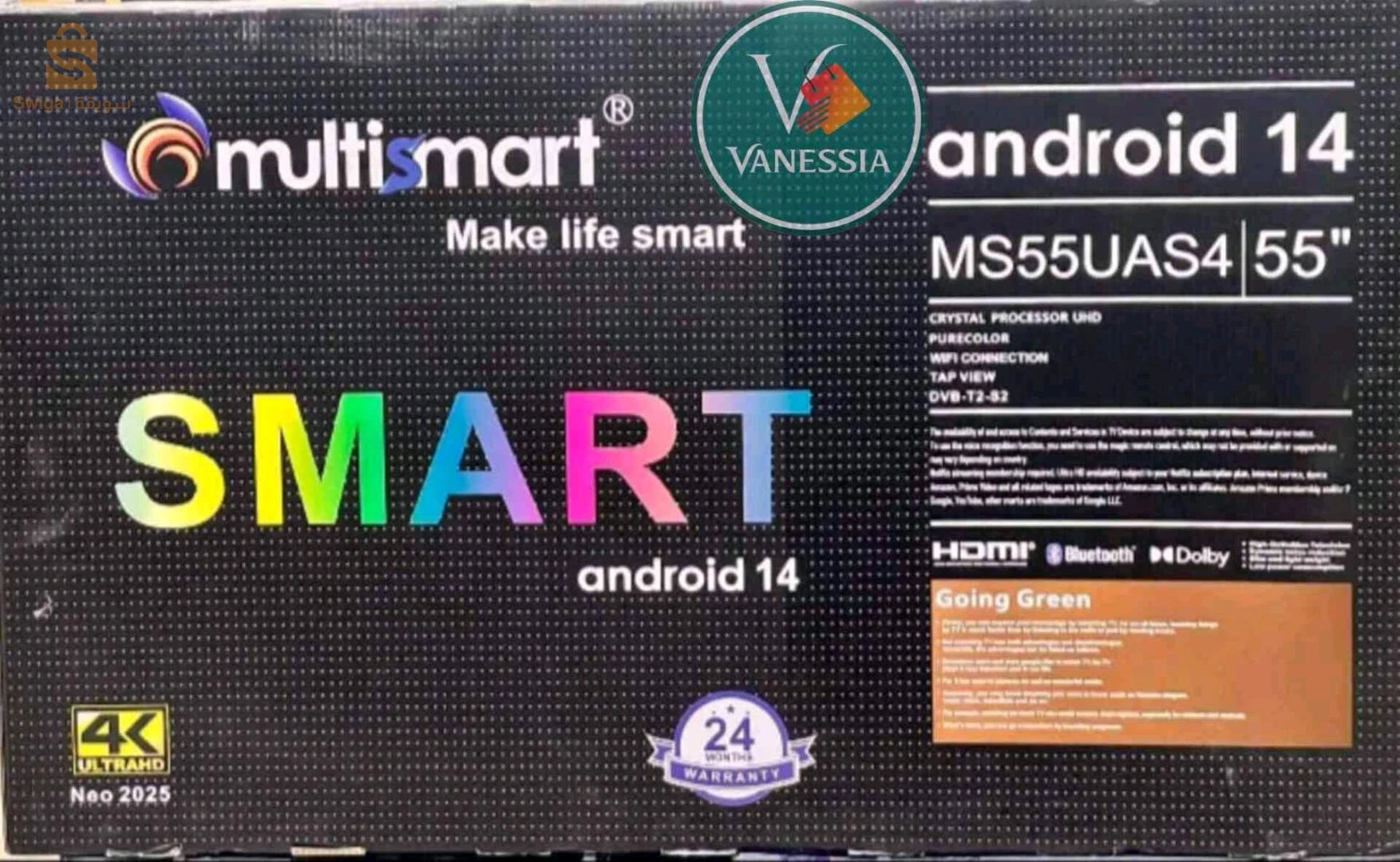 Télévision 55P Smart Android Marque Multismart 4K  Qled Tv