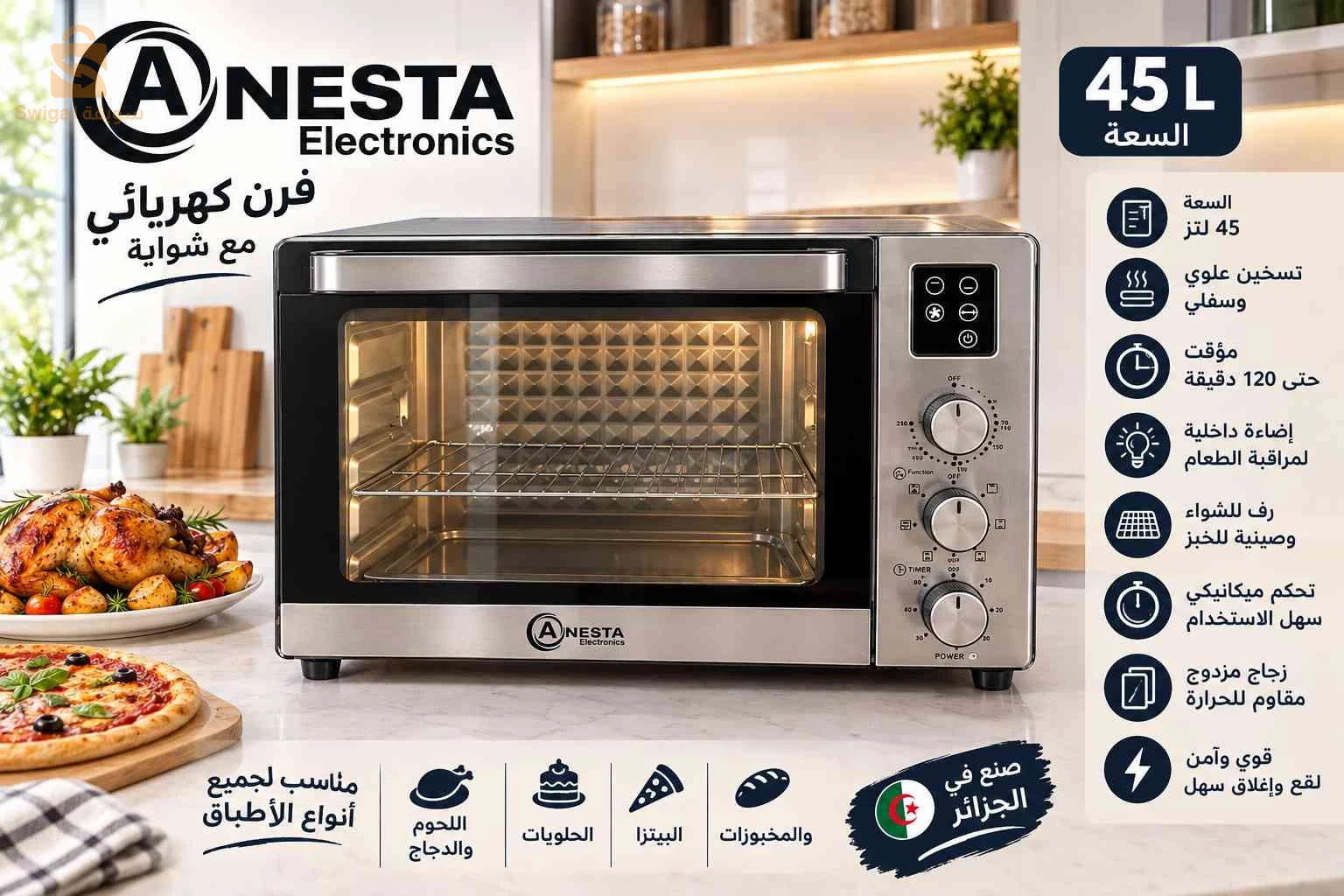 Four Anesta 45L inox ventilé tourné Broche