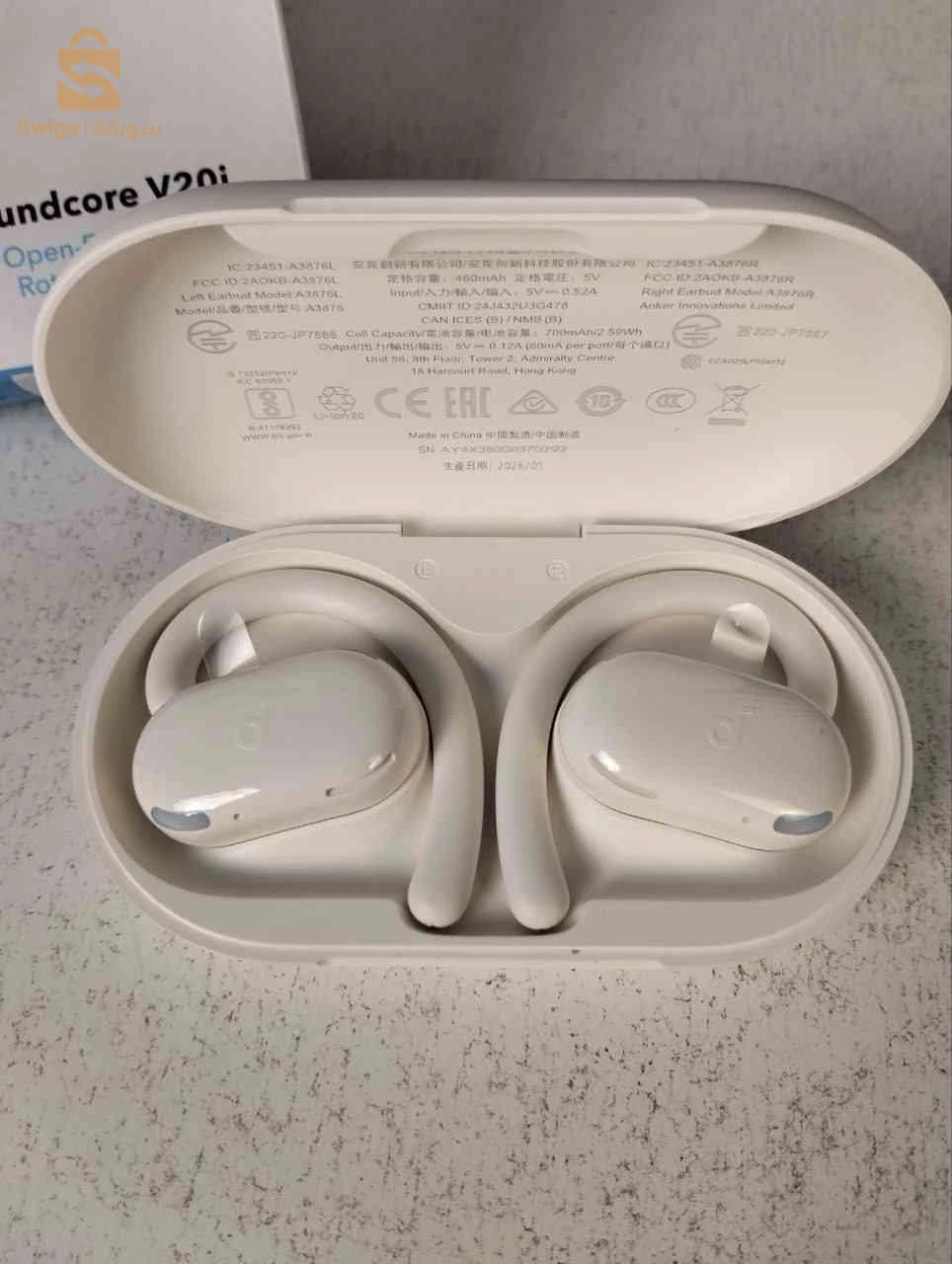 Écouteurs Open-Ear soundcore by Anker V20i Crochets Ajustables Autonomie 36H et Lumières LED - سماعات أنكر اللاسلكية ذات التصميم المفتوح والخطاف القابل للتعديل
 توصيل 58ولاية  🚛