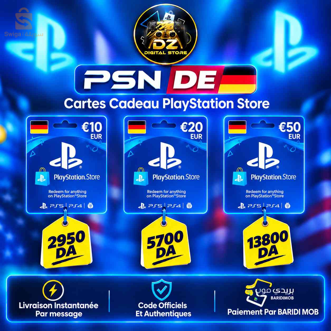 card psn playstation germany-  France-  Turquie-  usa