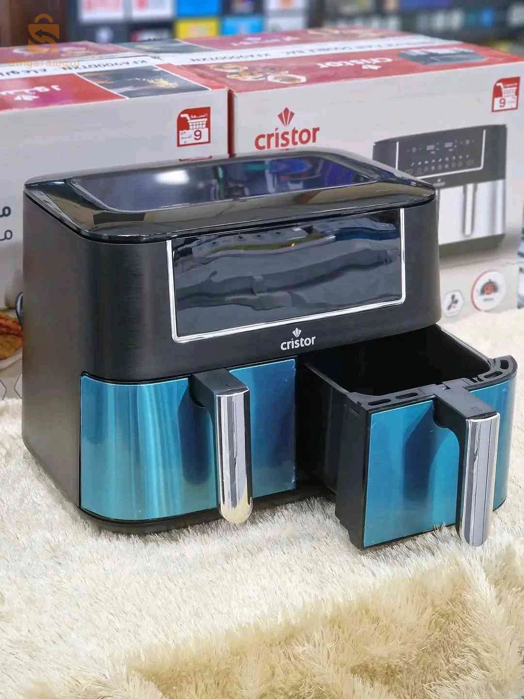 Friteuse Air Fryer Double Bac Cristor Tactile Inox Noir 9L