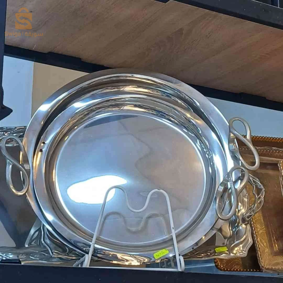💎 طقم صينيتين دائريتين inox ثقيلتين القطر 35/45 سم – Set 2 plateaux inox lourds 💎