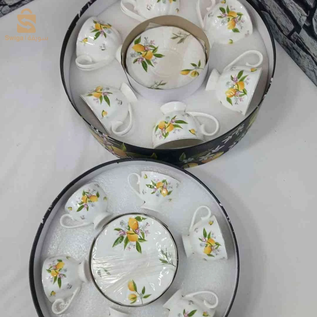 فناجل قهوة زهور 12 فنجان +12 سوتاسهم لضيافة راقية | Tasses à café florales pour invités