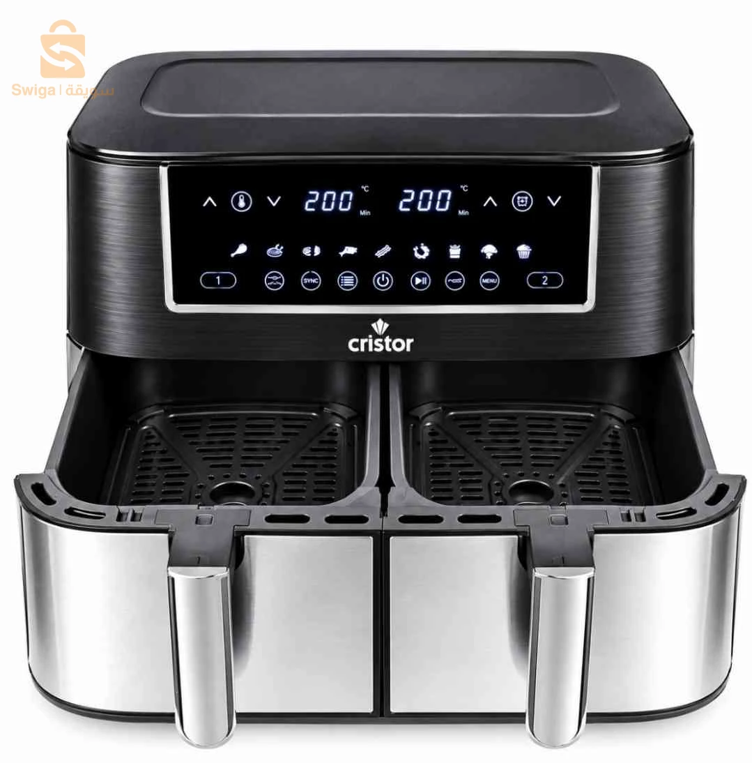 Friteuse Air Fryer Double Bac Cristor Tactile Inox Noir 9L
