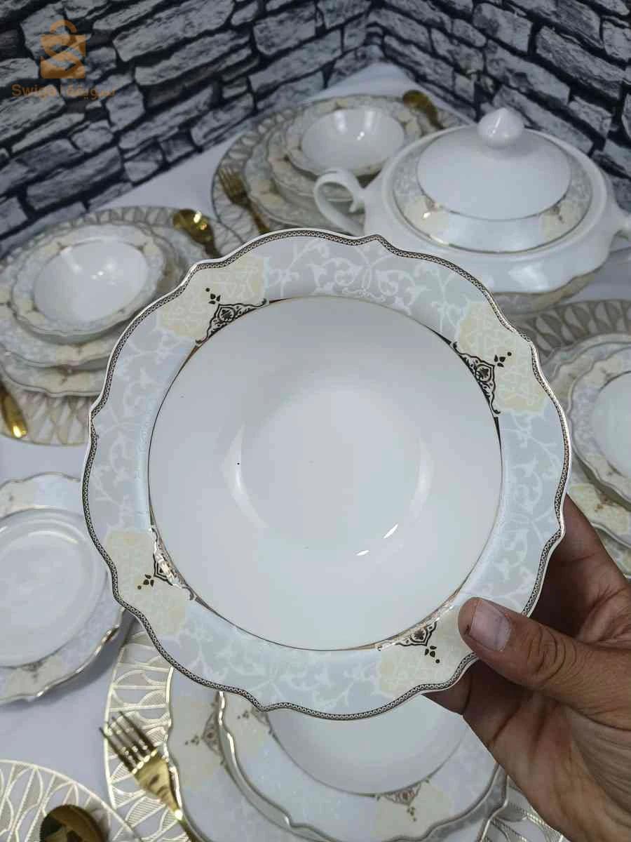 طاقم مائدة (Service à Table) بورسلان 27 قطعة - بيج