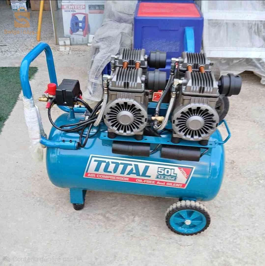 Compresseur Silencieux 50L Double Moteur 3.2Hp - TOTAL