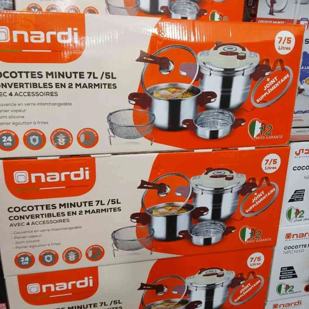 💥 زوج كيكوطات ناردي بسيعة 5 و7 لتر 2 في 1 – Cocotte Nardi Inox 18/10 (5L/7L) 💥