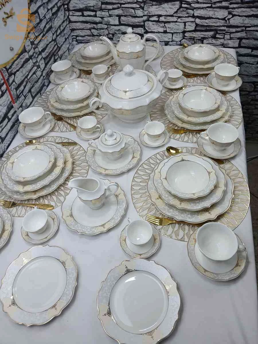 Service a table+café beige  56 pièce