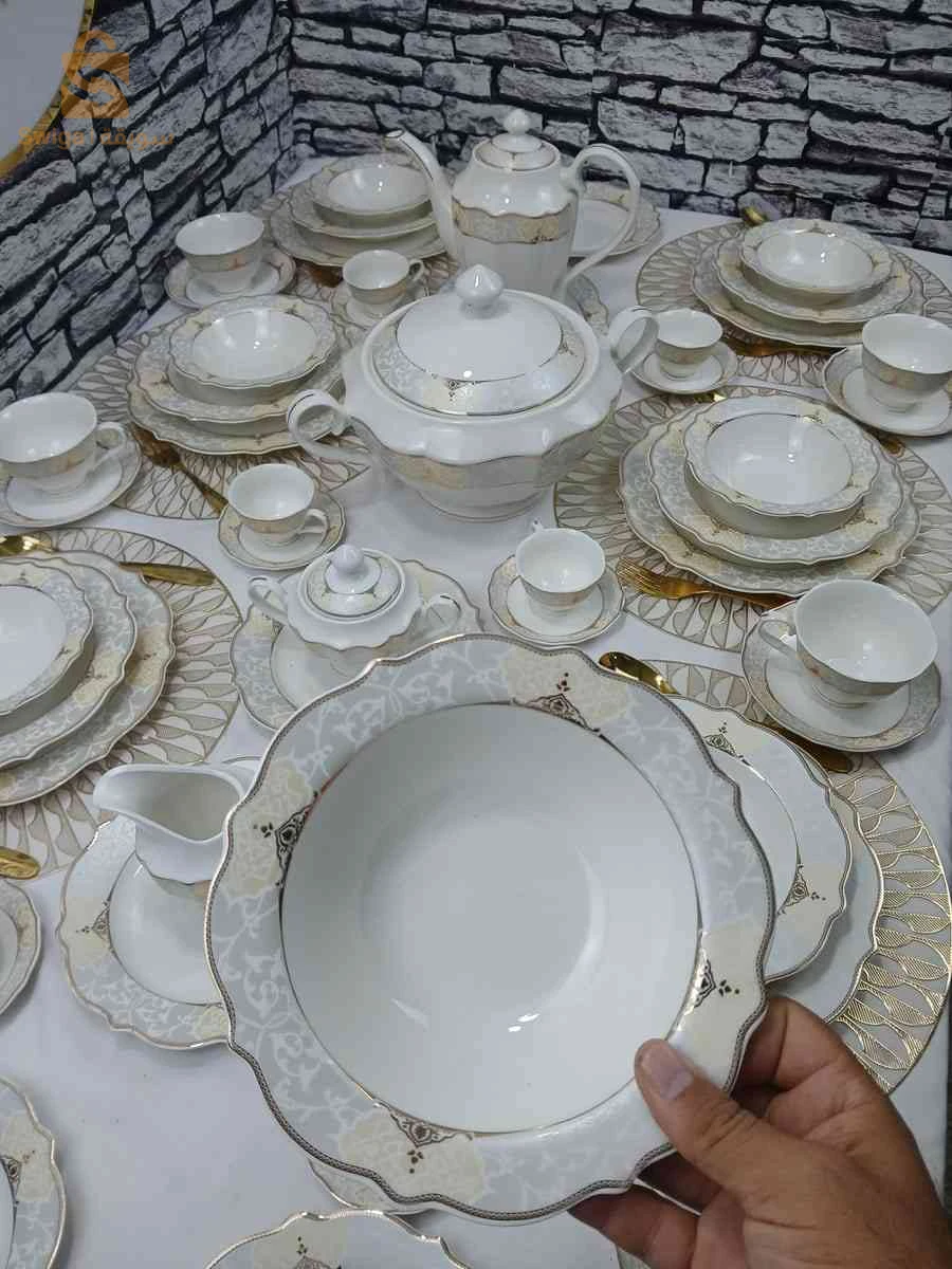 Service a table+café beige  56 pièce