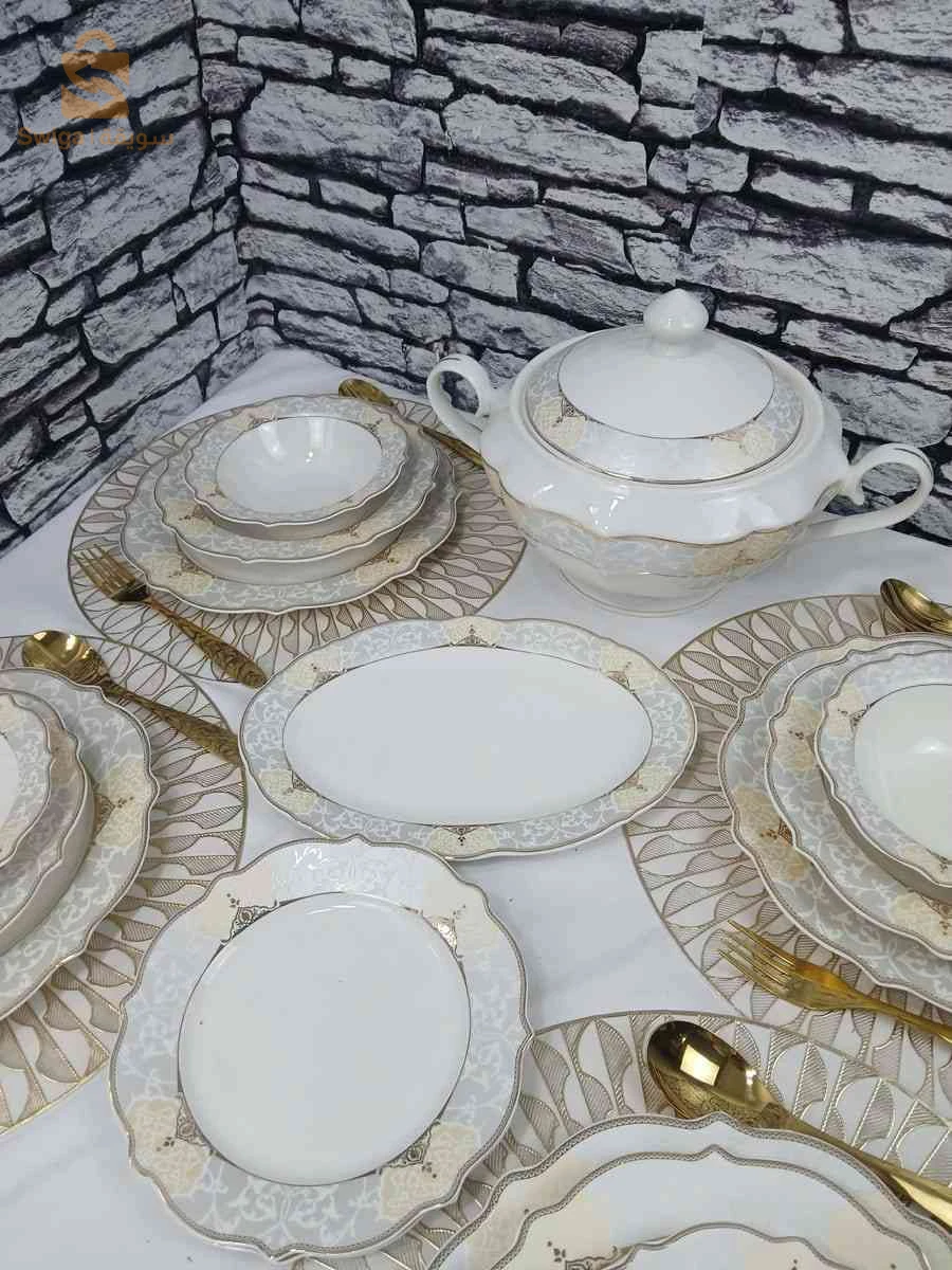 طاقم مائدة (Service à Table) بورسلان 27 قطعة - بيج