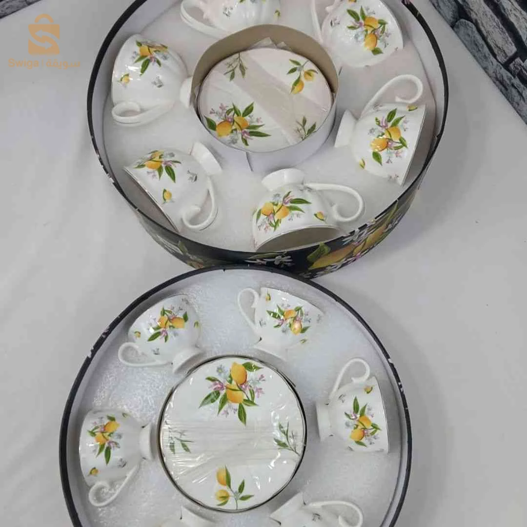 فناجل قهوة زهور 12 فنجان +12 سوتاسهم لضيافة راقية | Tasses à café florales pour invités