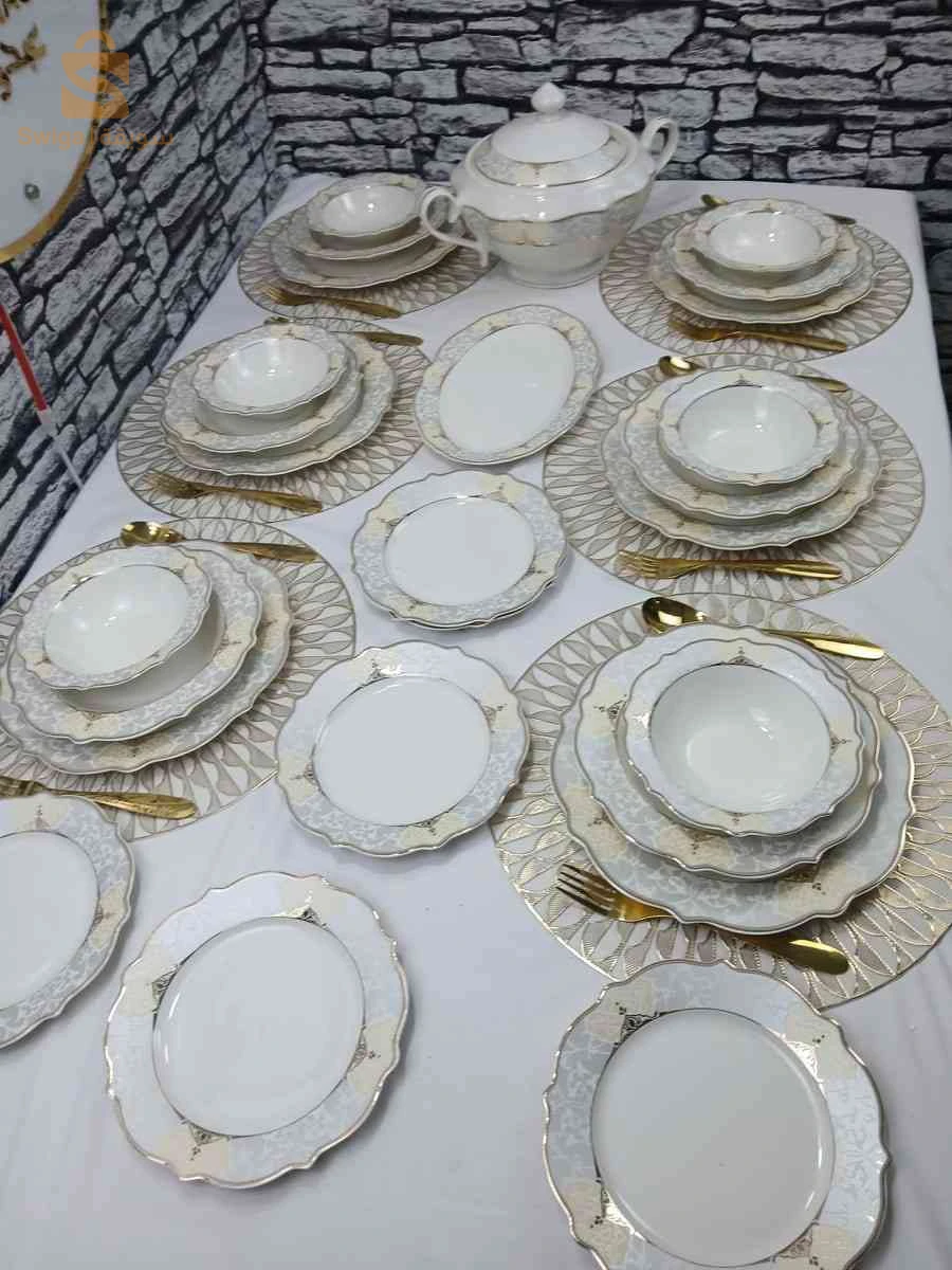 طاقم مائدة (Service à Table) بورسلان 27 قطعة - بيج