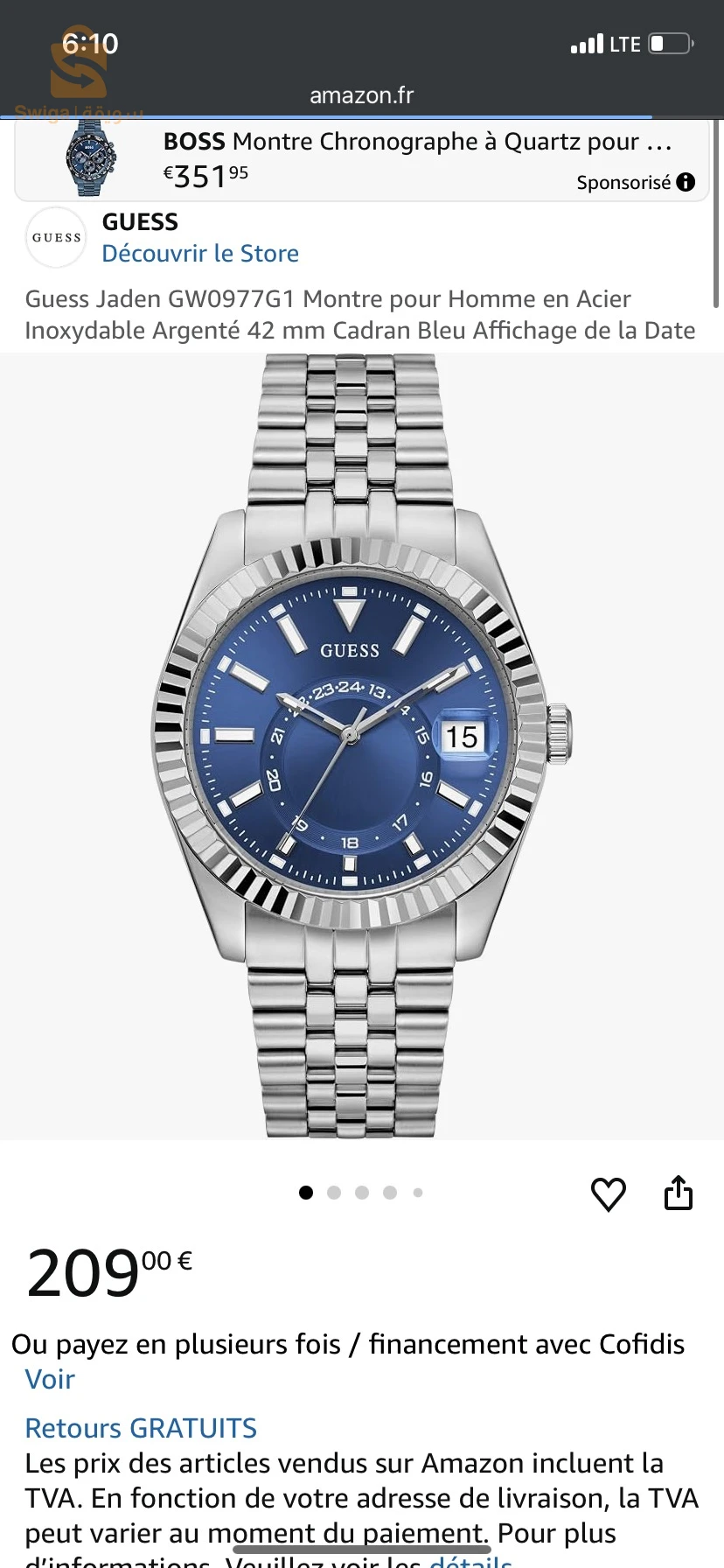 MONTRE GUESS JADEN NEUVE AUTHENTIQUE AVEC SES PAPIERS&Boîte