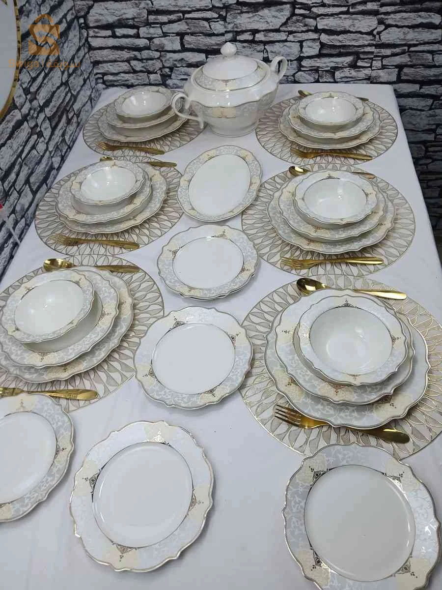 طاقم مائدة (Service à Table) بورسلان 27 قطعة - بيج