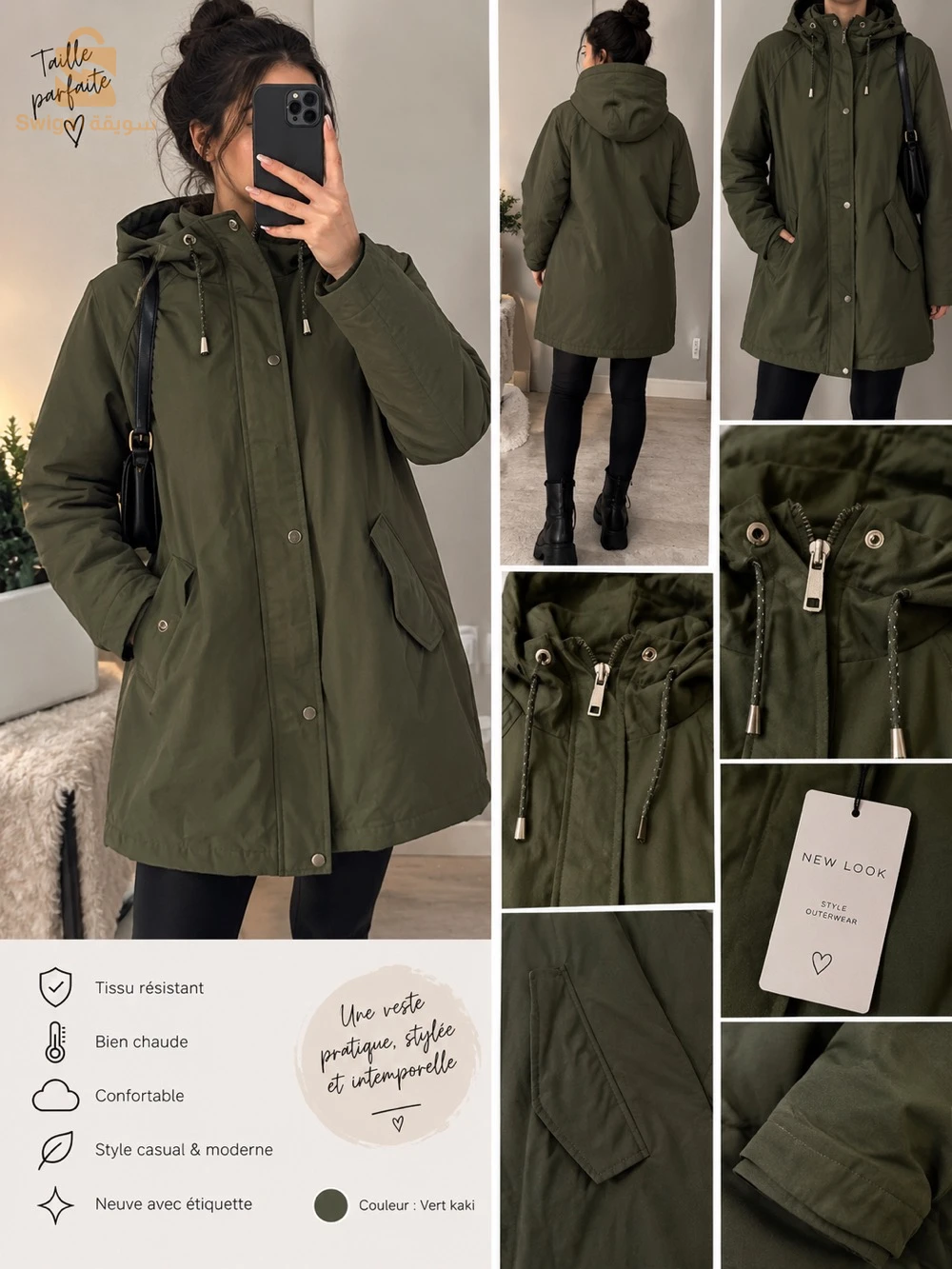 Parka New Look vert kaki