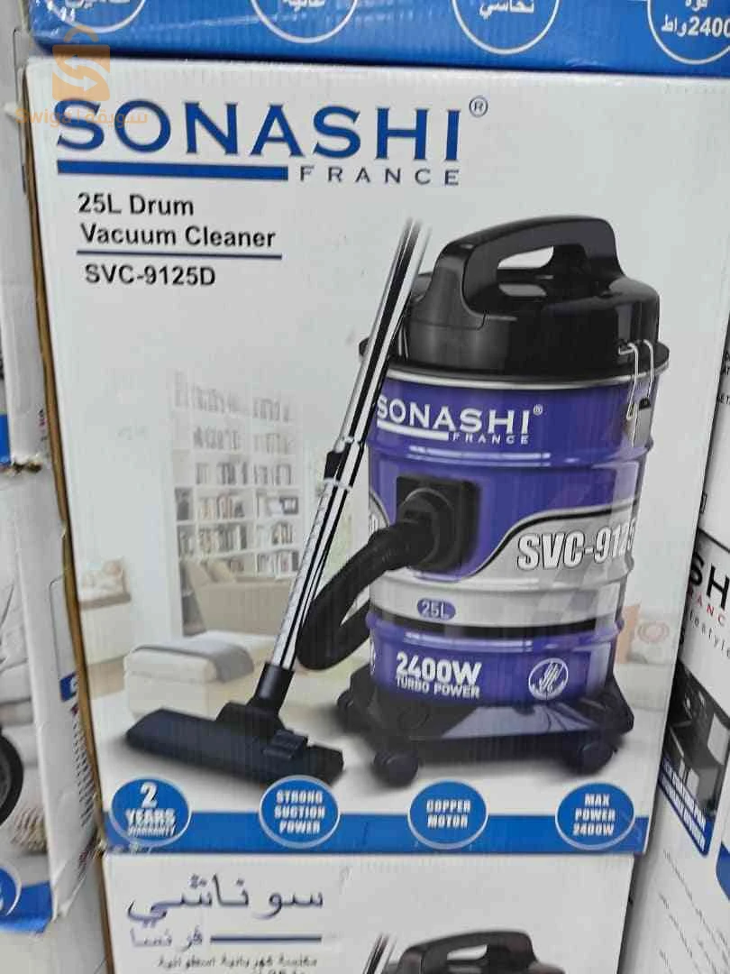 🛍️ مكنسة كهربائية أسطوانية من سوناشي (Sonashi SVC-9125D) بسعة 25 لترًا، مصممة للمنزل والمكتب.